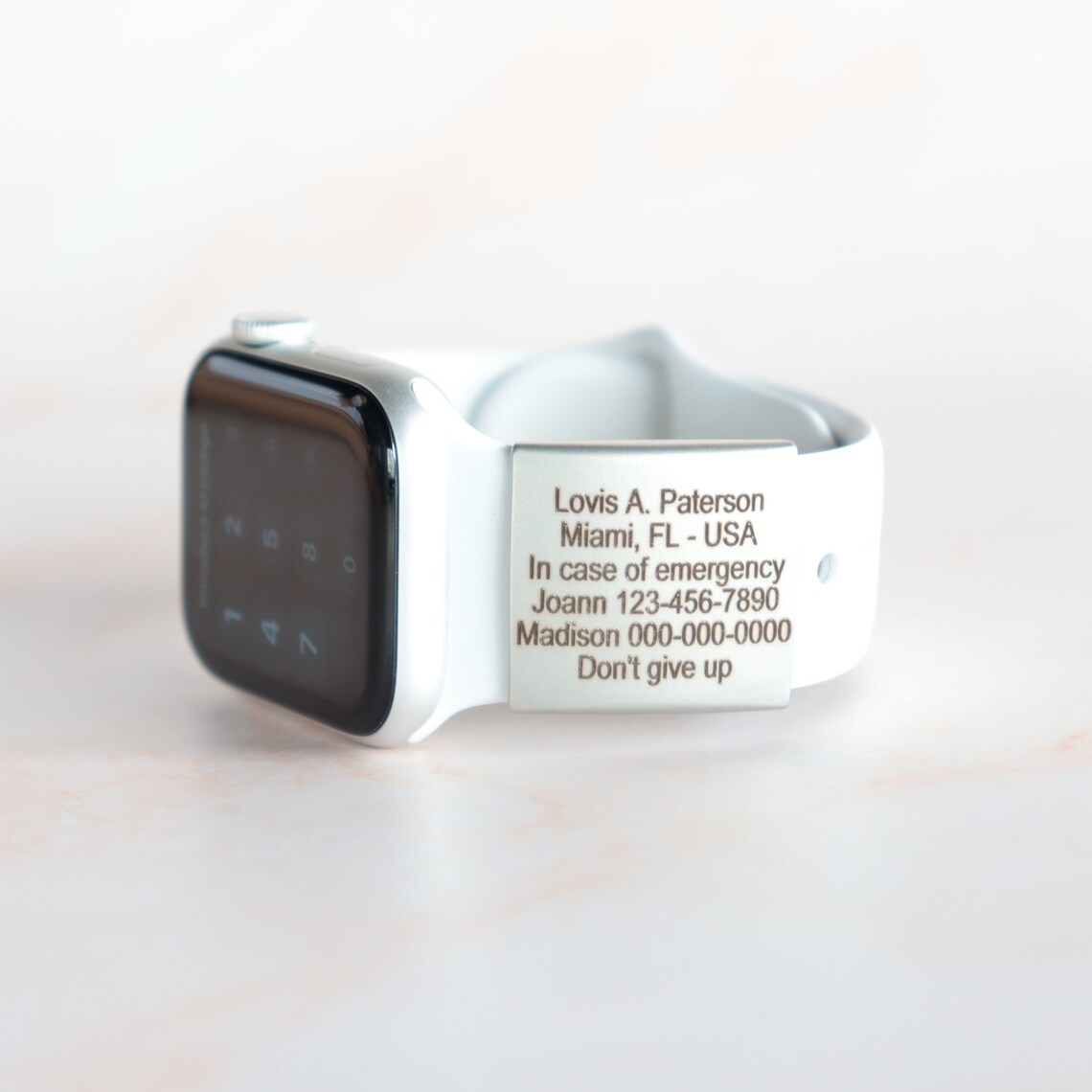 Alert ID Tag for watch band engraved apple watch safety Etsy