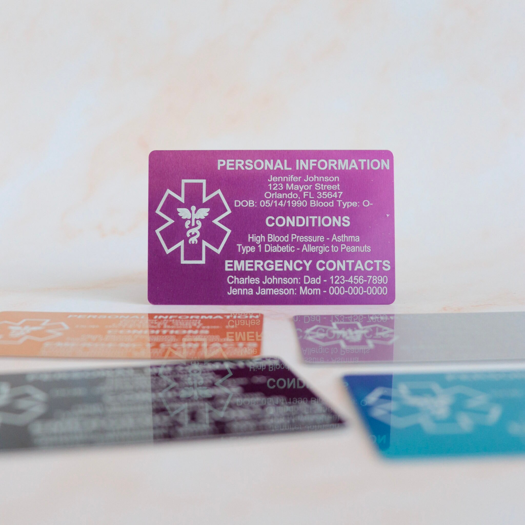 Medical ID Card for Wallet Aluminum Custom Engraved Emergency Etsy