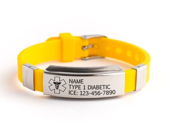 Emergency bracelet, Personalized sport bracelet, allergy bracelet, medical alert bracelet women, diabetic bracelet, kids medical ID bracelet