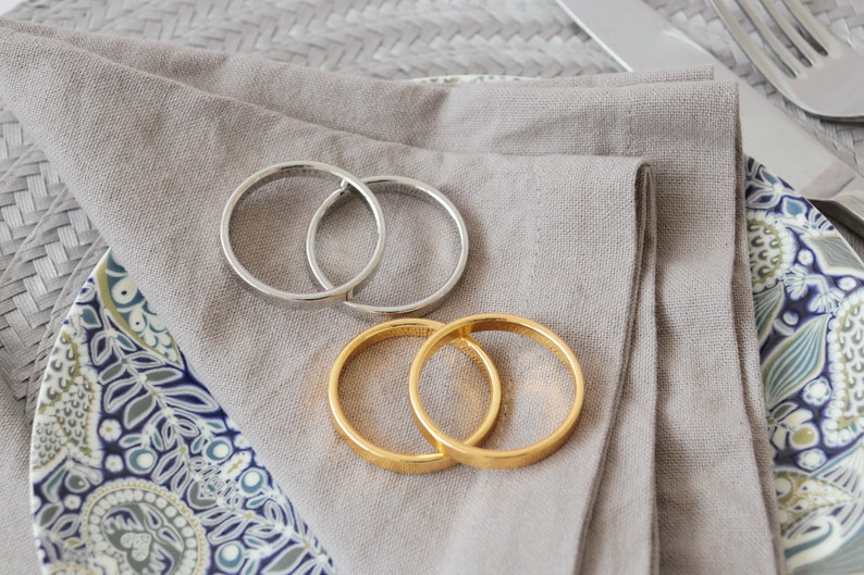 Set of Custom engraved metal napkin rings personalized round Etsy
