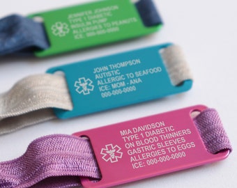 Bracelets de sport en cours d’exécution, étiquette de bracelet d’identification médicale, alerte médicale, bracelets d’identification pour enfants, bande d’information d’urgence, bracelet de course pour couples