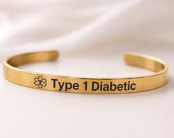 Personalized Medical Alert Bangle Bracelet, Discreet Emergency ID