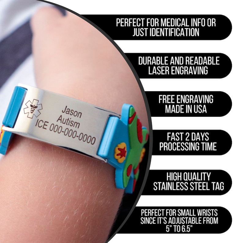Kids Emergency Bracelet Personalized Medical Alert Bracelet Etsy
