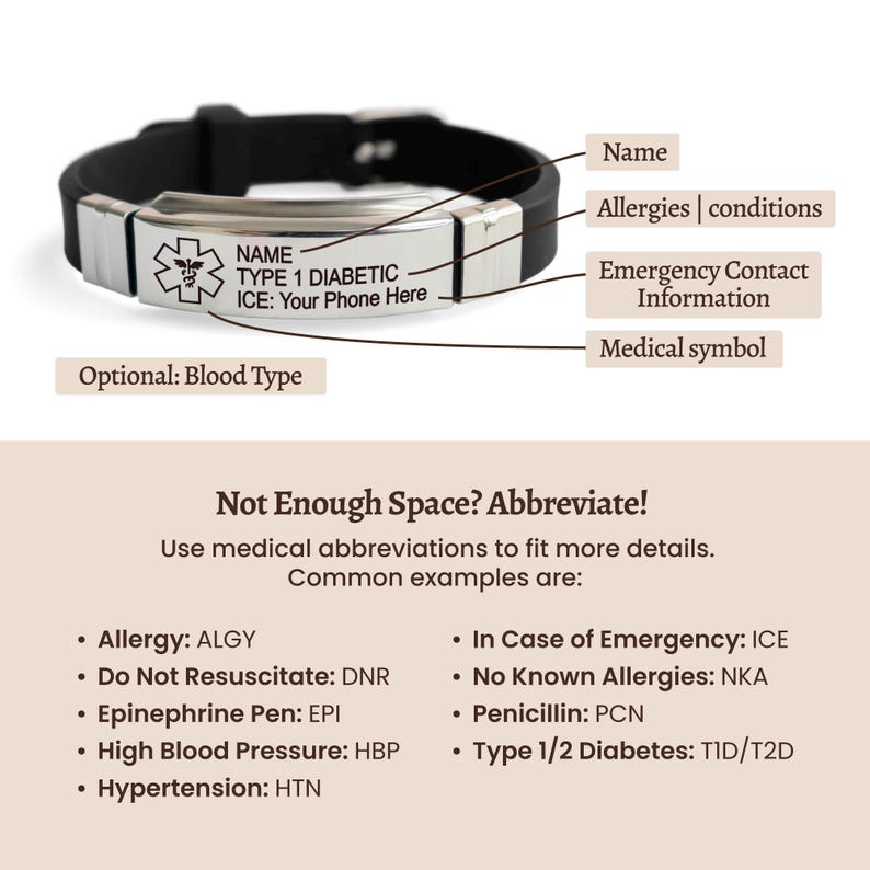 Emergency Bracelet, Personalized Sport Bracelet, Allergy Bracelet, Medical Alert Bracelet Women, Autism Bracelet, Kids Medical ID Bracelet image 3