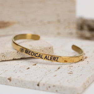 Medical Alert Bracelet Women, Personalized Emergency Bracelet, Alert Elderly, Diabetic, Medical Id Bracelet Woman, Medical ID Cuff