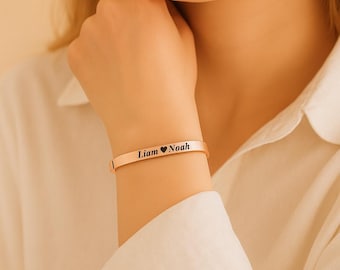 Bracciale rigido personalizzato in acciaio inossidabile con citazione incisa