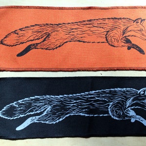 Jumping fox -screen printed sew on patch