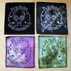 Alien thoughts - screen printed sew on patch