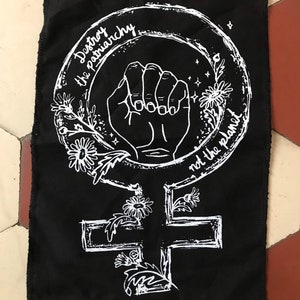 Destroy the patriarchy not the planet - Siebdruck auf Rückenaufnäher