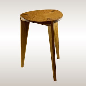 Oak Stool carved seat, Soft oil, Height 18&quot;, Free shipping, Three legged, Oak Chair, Stool, Solid wood, Wooden Stool, Handmade