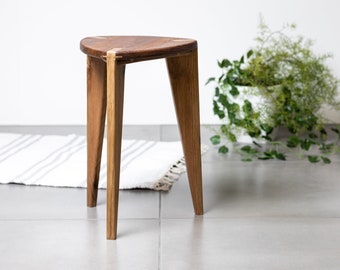 Walnut stool flat seat Height 45 cm - 18", Free shipping, Three-legged, Stool, Craft master, Solid wood, Wooden Stool, Handmade