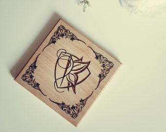 Coasters made of wood and  engraved with logo and name Set of 4, 6 or 8 or even more coasters Free shipping