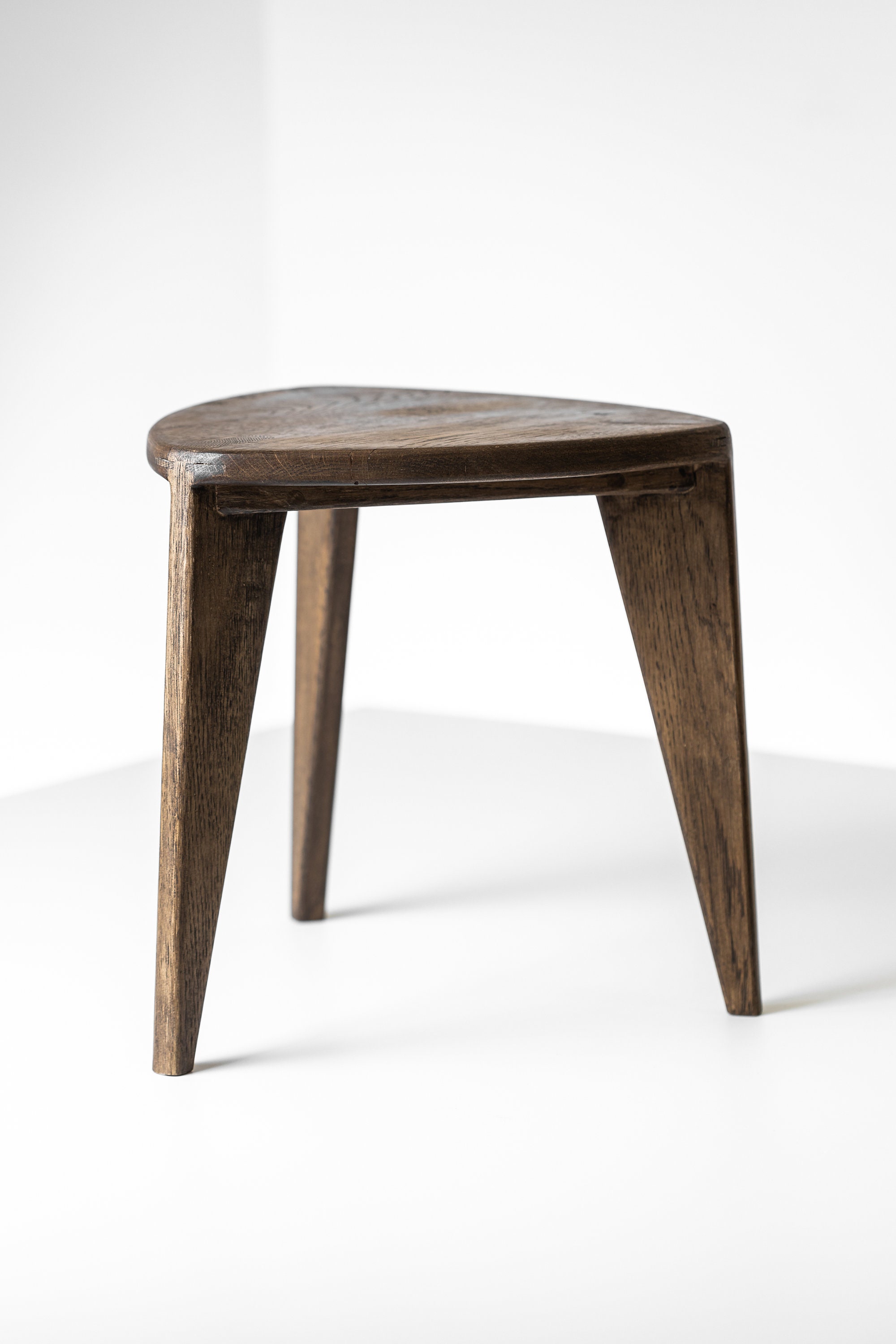 Oak Stool With Carved Seat - Height 18