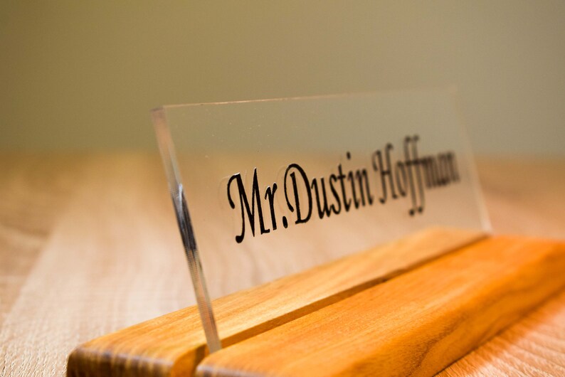 Desk Name Plate Custom Wood and Acrylic Personalized Secretary Etsy