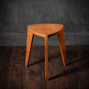 Cherry wood three-legged stool Hardwood Flat seat Handmade 18 height Side Table Different top size Step-stool Free shipping image 4