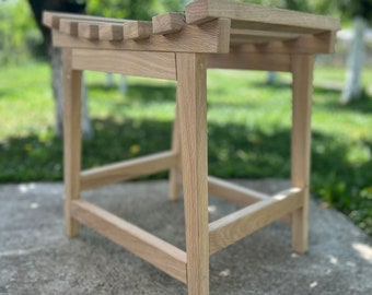 Osmanischer Gartenhocker – Outdoor-Stuhl aus Holz – Wasser- und wetterbeständige Möbel – 20-Zoll-Sitzhöhe – Terrassenmöbel für den Außenbereich, UV-Schutz