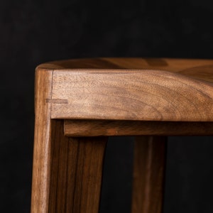 Walnut wood bar stool Three legged stool Carved seat Counter stool Bar stool 24 to 34 height Bar counter table Free shipping image 6