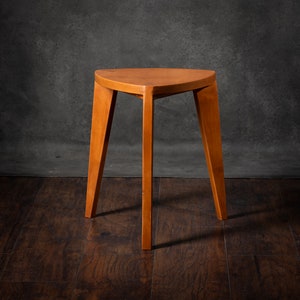 Cherry wood three-legged stool -Hardwood - Flat seat - Handmade - 18&quot; height  - Side Table - Different top size - Step-stool - Free shipping