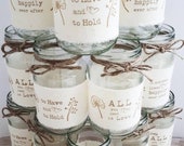 12 wedding jars, decorated jars. rustic hand printed, calico fabric centrepiece, twine vase tealight country wedding table decor BRAND NEW