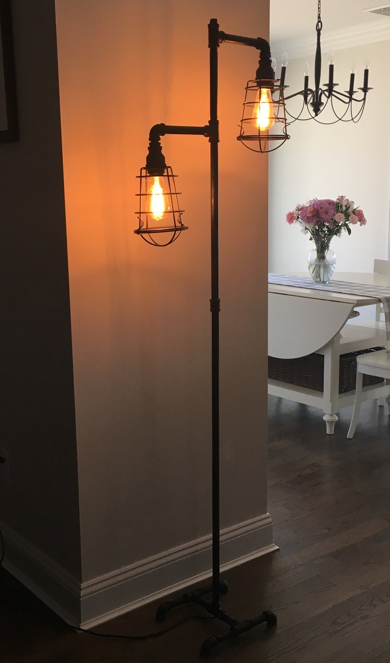 Farmhouse Black Pipe Floor Lamp Etsy