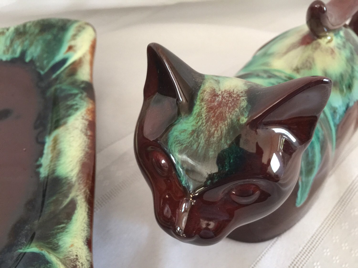 CCC Pottery Flame Glaze Cat Shaped Butter Dish Rare Cat Etsy