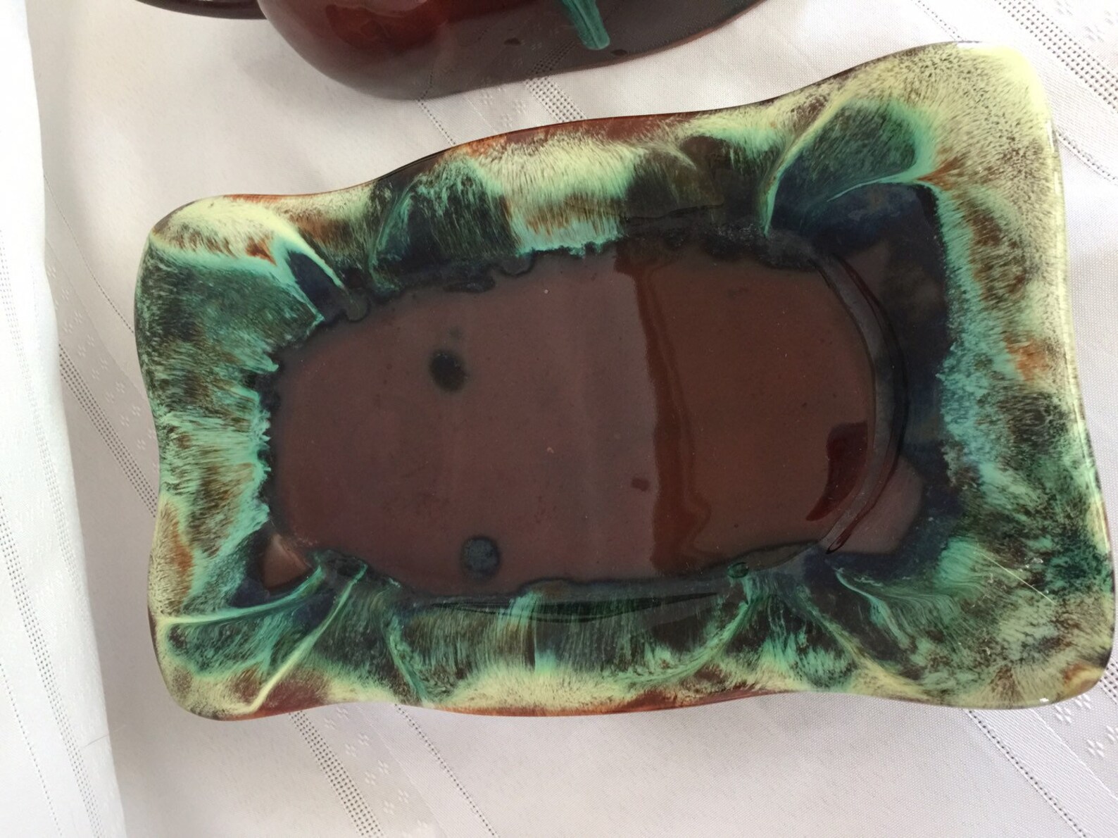 CCC Pottery Flame Glaze Cat Shaped Butter Dish Rare Cat Etsy