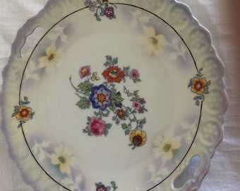 Vintage Blue Floral Cake Plate  / Serving Dish - Made In Bavaria