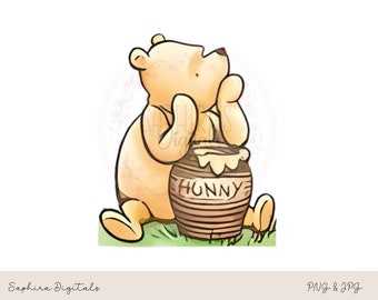 Classic Winnie the Pooh  PNG and JPG, Pooh Sublimation Design, Winnie the Pooh PNG, Instant Digital Download, Pooh Bear