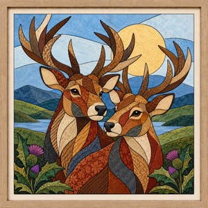 Mönster för Stag Duo Kinusaiga | Tygkonst 8x8 (digital nedladdning)