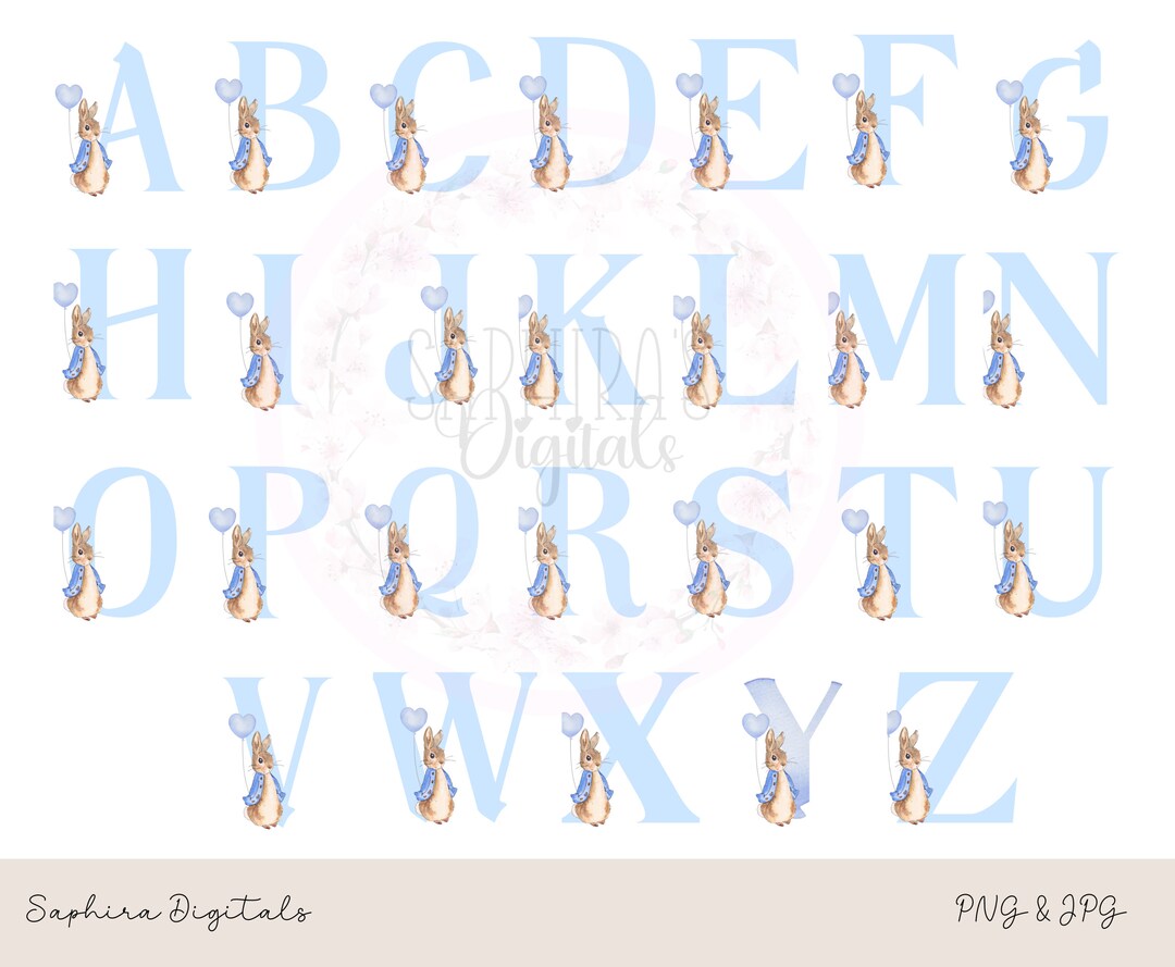 Peter Rabbit Alphabet, Transparent PNG and Jpeg With White Background ...