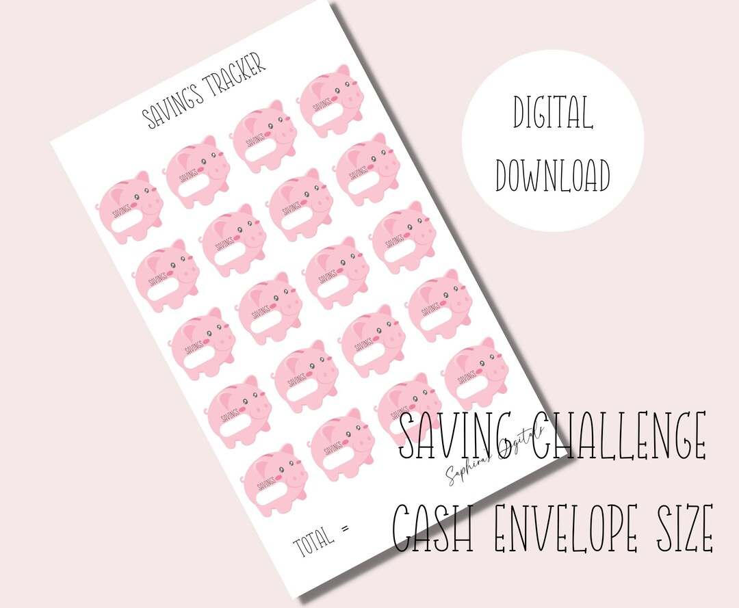Piggy Bank Savings Tracker Printable Digital Download Cash Envelope ...