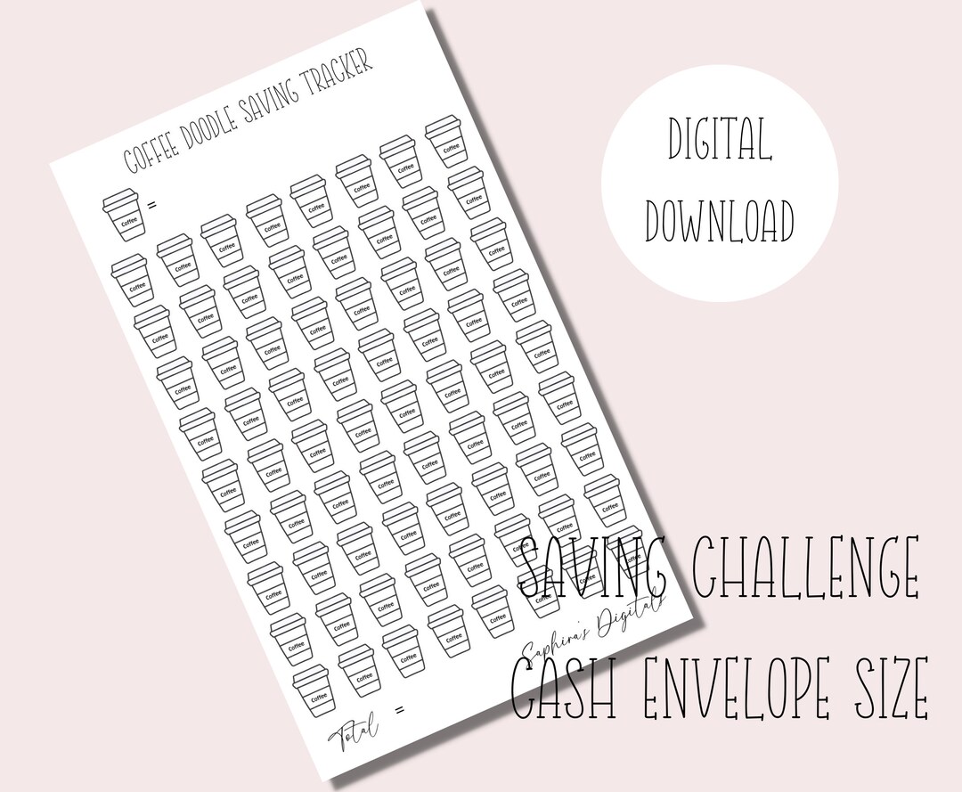 Coffee Doodle Savings Tracker Printable Digital Download Cash Envelope ...