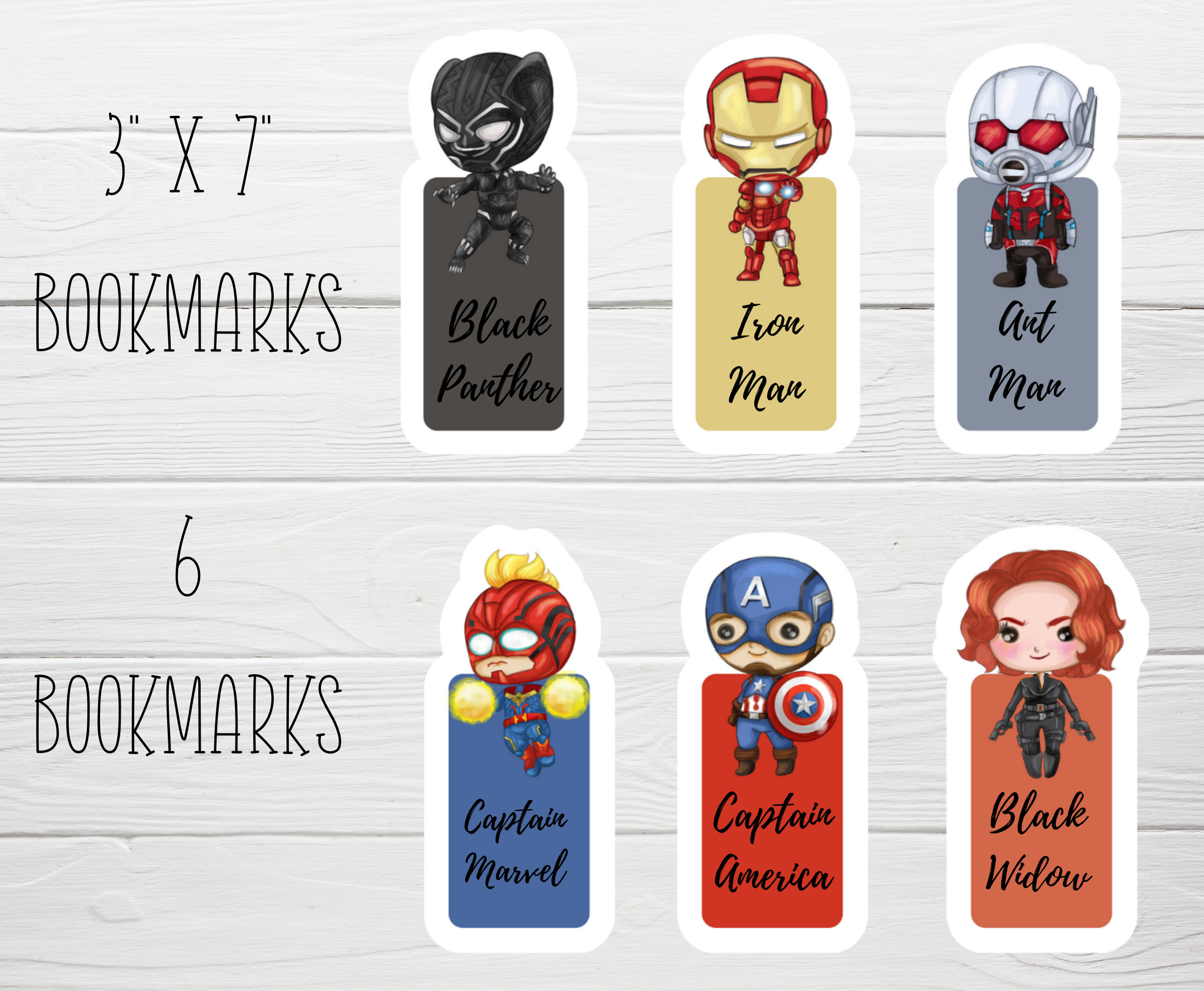 Marvel 03 Inspired Bookmarks Printables Set of 6 Bookmarks Etsy
