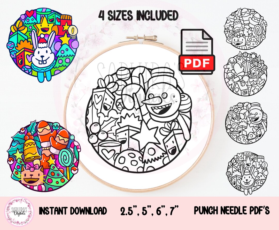 Christmas Punch Needle PDF Pattern for Beginners in 4 - Etsy