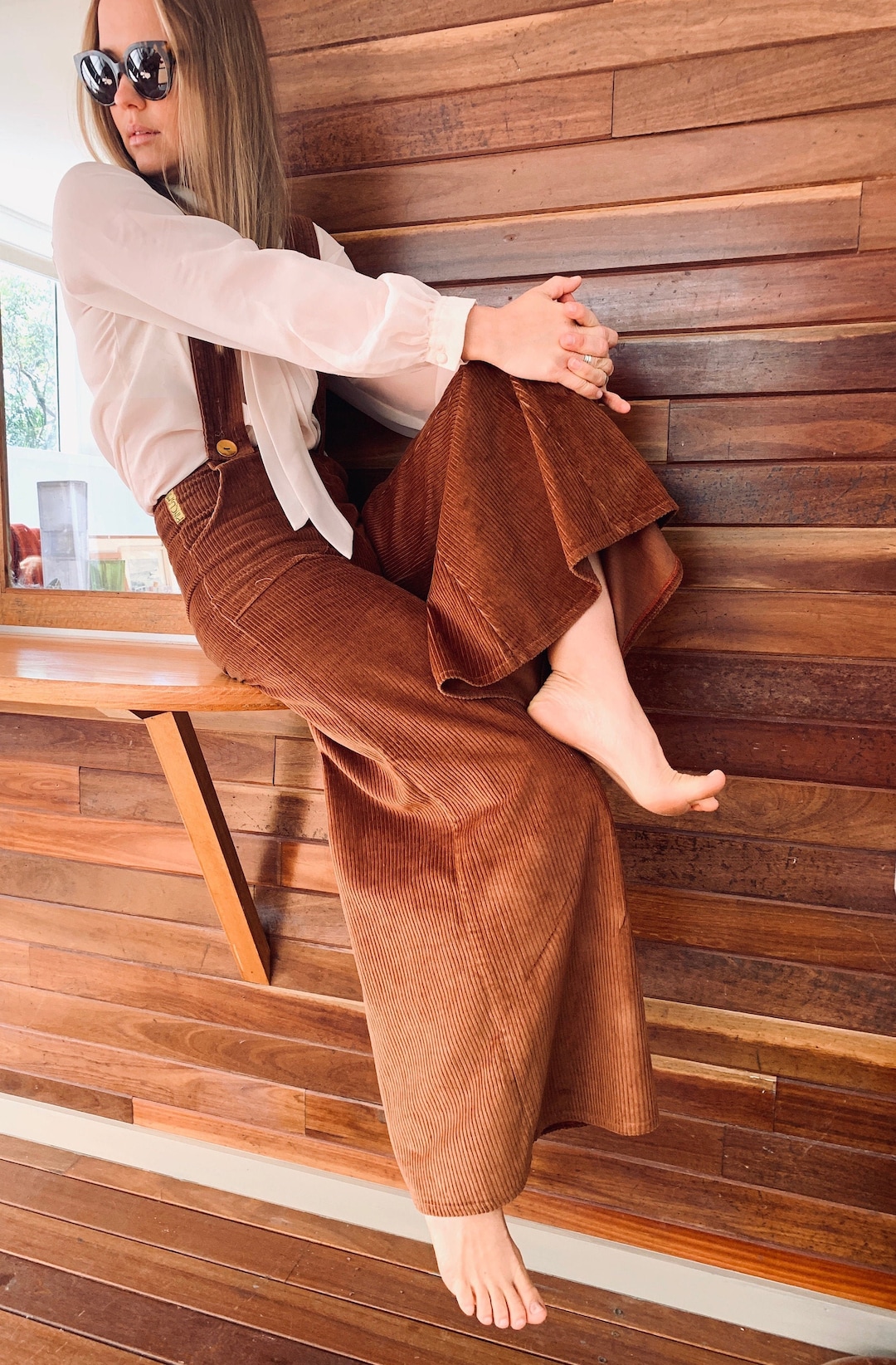 パンツ TWILL WIDE PANTS (BROWN) / LOST CONTROL Stretch Twill Denim Wide Leg Pant – Bought Beautifully