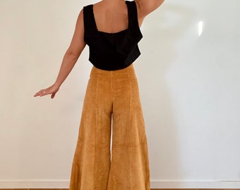 Mustard Corduroy Wide Leg Bells High Rise Waist Flares 70’s Cut