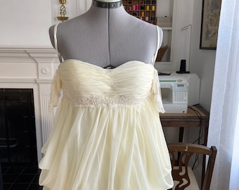 Ivory Chiffon Empire Waist Wedding Dress, Ready to Wear (S-M)
