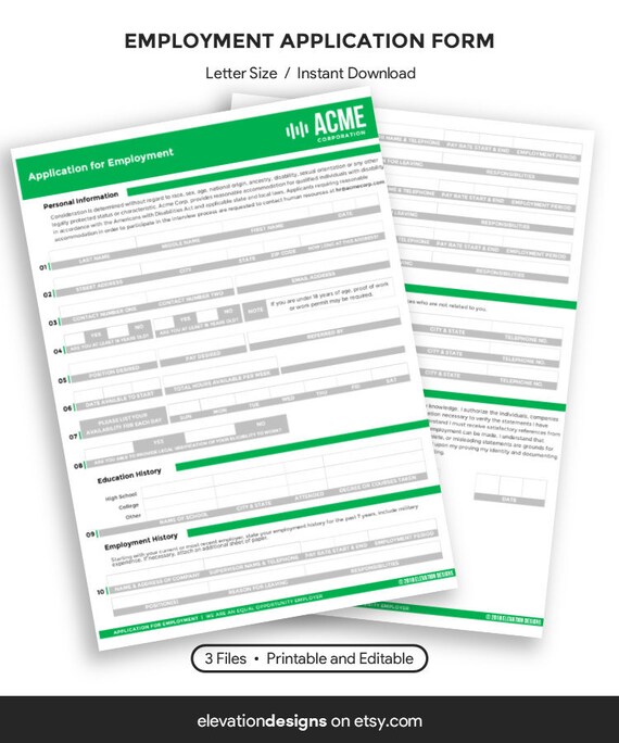 modern employee application form employee application form