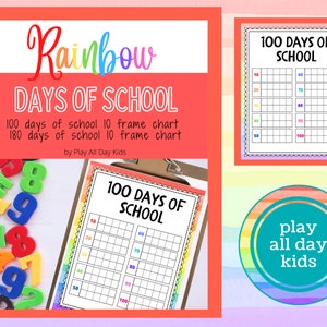 DIGITAL DOWNLOAD: Rainbow Days of School Counting Chart Poster / 100 Days of School Printables / Ten Frame Poster / Homeschool