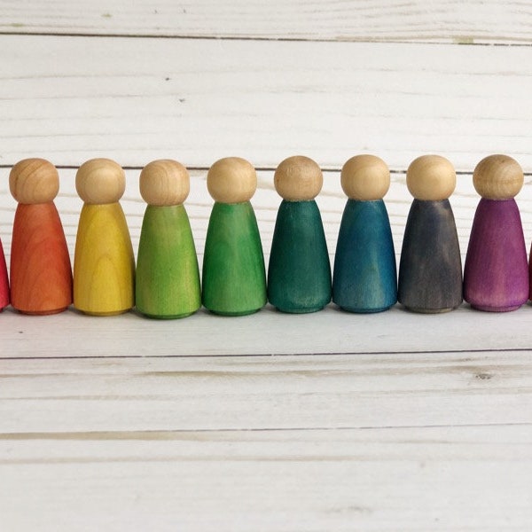 Watercolor Rainbow Peg Doll Set / Rainbow Peg Doll / Rainbow Toys / Rainbow Peg Dolls / Handmade Toys / Wood Toy / Waldorf Inspired