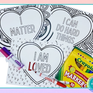 DIGITAL DOWNLOAD: Printable Affirmation Coloring Pages / Mindful Coloring Pages / Positive Affirmation / Printable Coloring / Growth Mindset