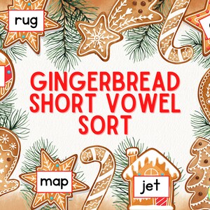 DIGITAL DOWNLOAD: Gingerbread Printable / Gingerbread Man Printable / Gingerbread Activity / CVC Printables / Christmas cvc printables