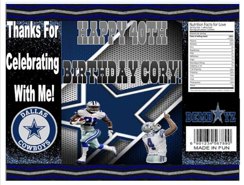 Dallas Cowboys Themed Chip Bag Etsy