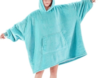Wearable Sherpa Lined Hooded Blanket for Men and Women I Oversized Sweatshirt I Plush Comfy Hoodie with Pocket