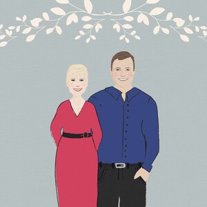 Custom Parents Portrait, Anniversary gift for Parents, Customized Couple Portrait, Anniversary, Couple portrait illustration, Wedding gift image 6