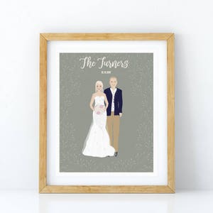 Custom wedding portrait, Printable portrait illustration, Wedding portrait, Wedding illustration, Couple portrait illustration, Wedding gift