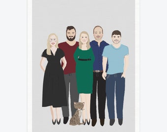 Family Portrait, Customized Family Portrait Illustration, Portrait Illustration, Custom Portrait, Family Illustration