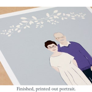 Custom Parents Portrait, Anniversary gift for Parents, Customized Couple Portrait, Anniversary, Couple portrait illustration, Wedding gift image 4