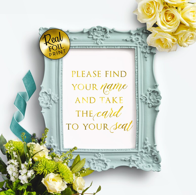 Find Your Name Name Card Sign Wedding Sign Silver Foil Etsy