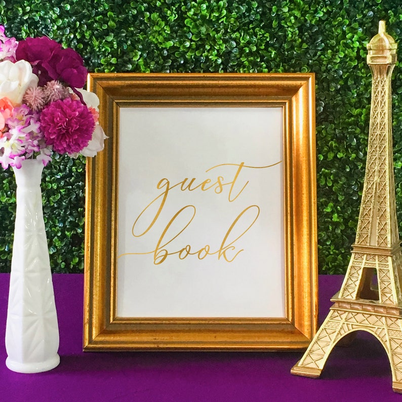 Guest Book Sign Floral Rose Gold Wedding Table Sign Venue Decoration Party
